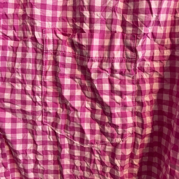 Frank & Eileen pink plaid crinkle shirt size M - Picture 7 of 7